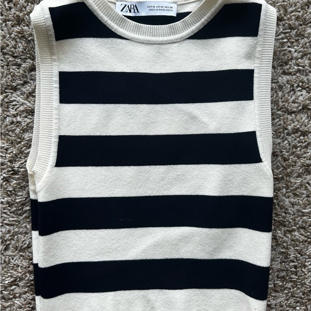 Zara Black and White Striped Top
